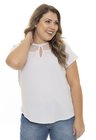 S4111913 Blusa Feminina Plus Size com Tule e Decote Gota Branco (Frente2)