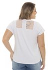 S4111913 Blusa Feminina Plus Size com Tule e Decote Gota Branco (Costas)