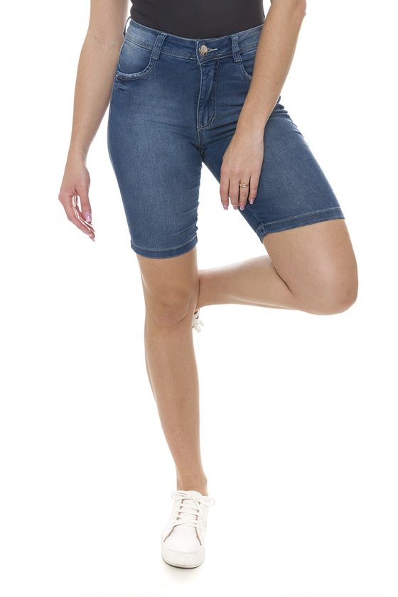 411908 Bermuda Ciclista Jeans Feminina (Frente1)
