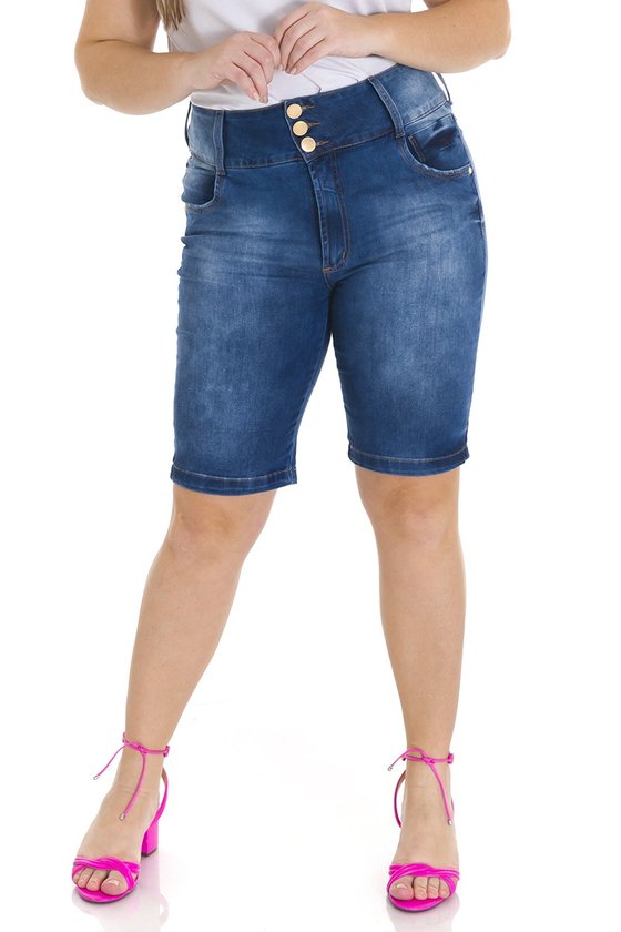 4119AR02 Bermuda Ciclista Jeans Feminina Plus Size (Frente)