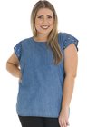 8119AR01 Blusa Jeans Plus Size com Pérolas (Frente)
