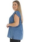 8119AR01 Blusa Jeans Plus Size com Pérolas (Lateral)