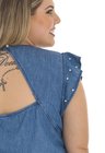 8119AR01 Blusa Jeans Plus Size com Pérolas (Detalhe)