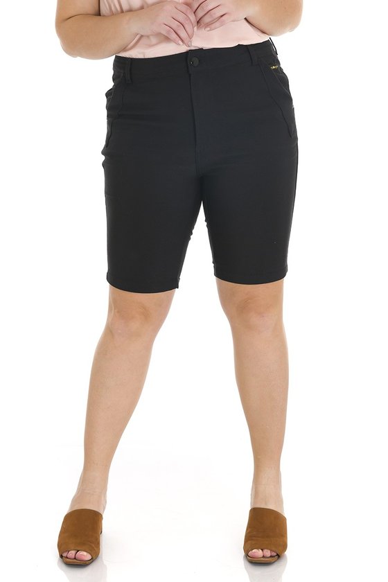 4118AR07 Bermuda Ciclista Jeans Feminina Plus Size Preta (Frente)