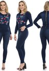 712701  Macacão Jeans Feminino Skinny (Completa)