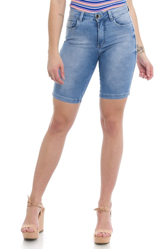 412001 Bermuda Ciclista Jeans Feminina (Frente)