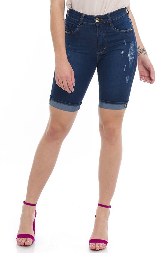 1412002 Ciclista Jeans Com Puídos e Barra Italiana (Frente)
