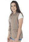 812813014 Colete Jeans com Cadarço Taupe (Lateral)