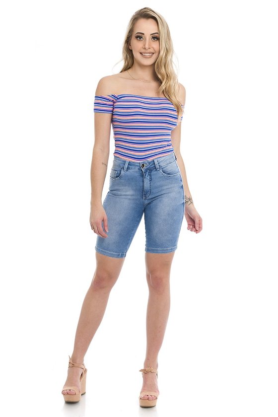 412001 Bermuda Ciclista Jeans Feminina (Frente 1)