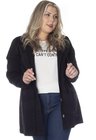 9130AR02003 Parka Jeans Feminina Plus Size com Capuz Preto (Frente)