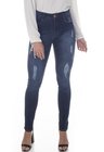 1212008 Calça Jeans Feminina Skinny Escura Barra Desfiada (Frente2)
