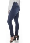 1212008 Calça Jeans Feminina Skinny Escura Barra Desfiada (Lateral)