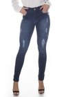 1212008 Calça Jeans Feminina Skinny Escura Barra Desfiada (Frente1)