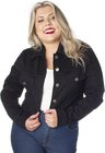 9130AR06 Jaqueta Jeans Cropped Plus Size Preto (Frente)