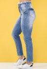 112905 Calça Jeans Mom Clochard com Cós Desfiado (Lateral)