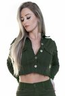 913010028 Jaqueta Cropped Desfiada Verde Militar (Frente)