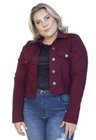 9130AR12015 Jaqueta Jeans Cropped Bordô (Frente1)