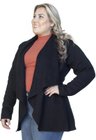 S4512902003 Cardigan de Moletom Feminino Plus Size Preto (Frente1)