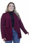 S4512902015 Cardigan de Moletom Feminino Plus Size Bordô (Frente2)