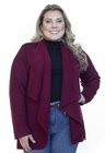 S4512902015 Cardigan de Moletom Feminino Plus Size Bordô (Frente1)