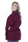 S4512902015 Cardigan de Moletom Feminino Plus Size Bordô (Lateral)