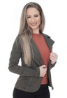 912700186 Blazer Feminino Corte Estruturado Verde Militar (Frente 2)