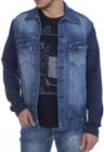 922601 Jaqueta Jeans Masculina Manga Moletom (Frente)