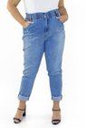 1131AR03 Calça Jeans Clochard com Cós de Elástico Plus Size Isa (Frente 2)