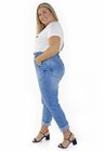 1131AR03 Calça Jeans Clochard com Cós de Elástico Plus Size Isa (Lateral 1)