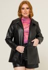 03 blazer de couro sintetico pu preto