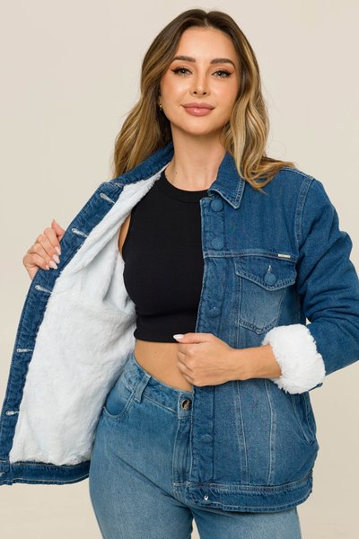 Jaqueta Jeans Forrada Feminina