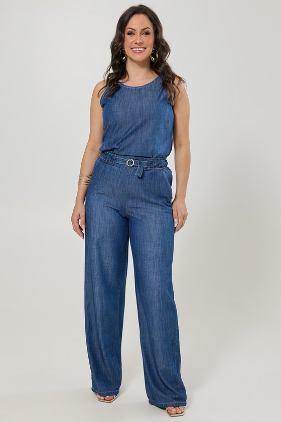 01 calca jeans pantalona cos elastico amabile gg