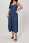 02 vestido midi jeans camadas e busto estruturado g1