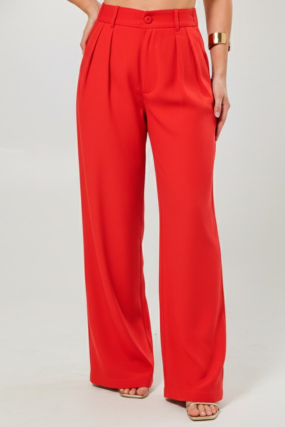 01 calca pantalona em alfaiataria vermelha elize vermelho m